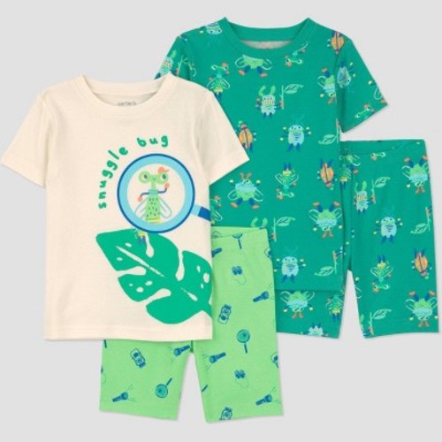 Carter's Just One You® Baby Boys' 4pc Short Sleeve Bugs Cotton Pajama Set - Green 12M