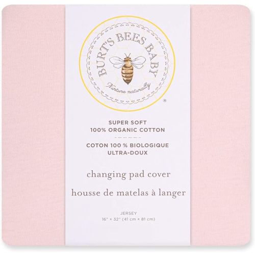 Burt's Bees Baby Unisex Baby Gift Set - Crib Sheet, Changing Pad Cover & Burp Cloths, 100% Organic Cotton Essentials Bundle
