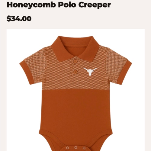 Infant Texas Longhorns Honeycomb Polo Creeper | University Co-op