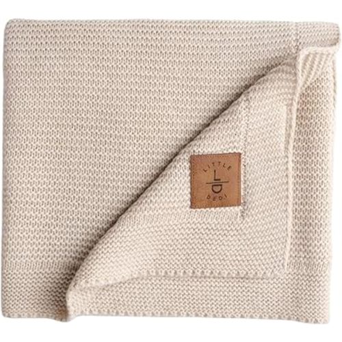 Soft Baby Knitted Blanket - Soft Toddler, Crib, Stroller Blanket - Neutral Swaddle and Receiving Blanket for Newborns, 31 x 39 in, Stone