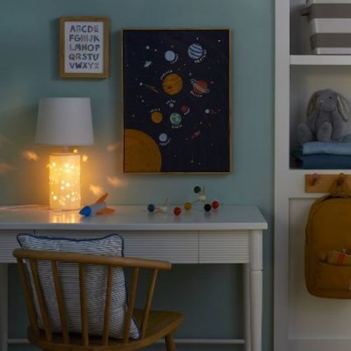 2-in-1 Starry Kids' Table Lamp (Includes LED Light Bulb) White - Pillowfort™: Ceramic Base, 3-Way Light, ETL Listed