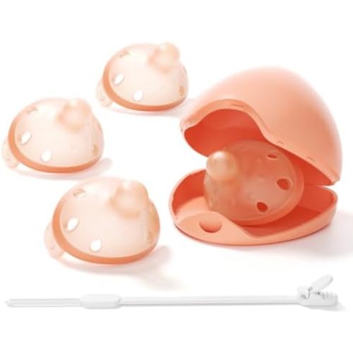 Breast-Like Baby Pacifiers for Newborns 0-6 Months 4 Pack Clip Case
