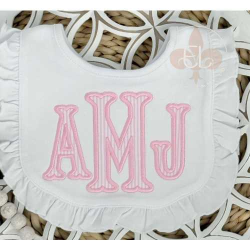 Monogrammed Baby Girl Bib, Embroidered Ruffle Bib, Shower Gift