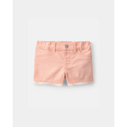 Baby Girl Eyelet Trim Twill Shorts - Peach - OshKosh B'gosh | Carter's