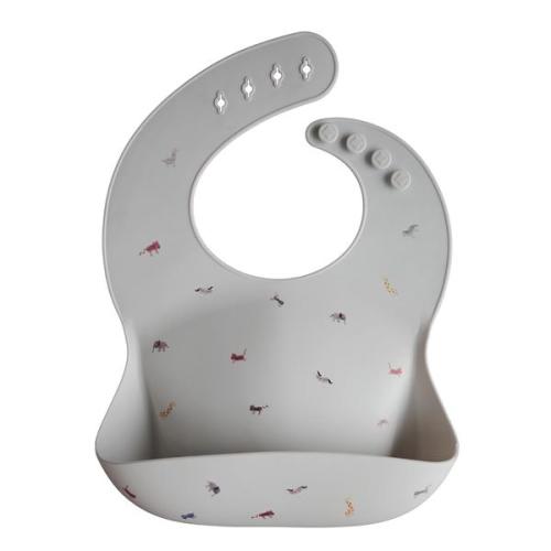 Silicone Baby Bib (Safari Light Grey) – mushie