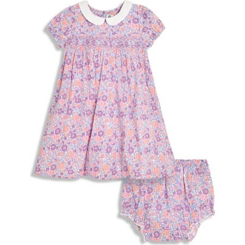 Tropical Floral Smocked Dress & Bloomers Set, 0-3M