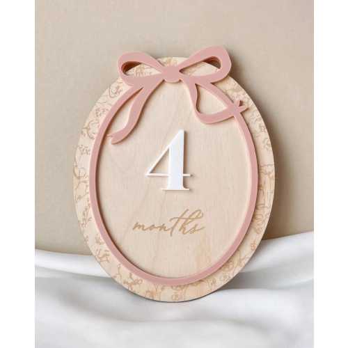 Baby Monthly Milestone Card Girl Baby Gift Girl Nursery Decor Month Milestone Baby Bow Nursery Girl Milestone Card Baby Month Milestone Sign