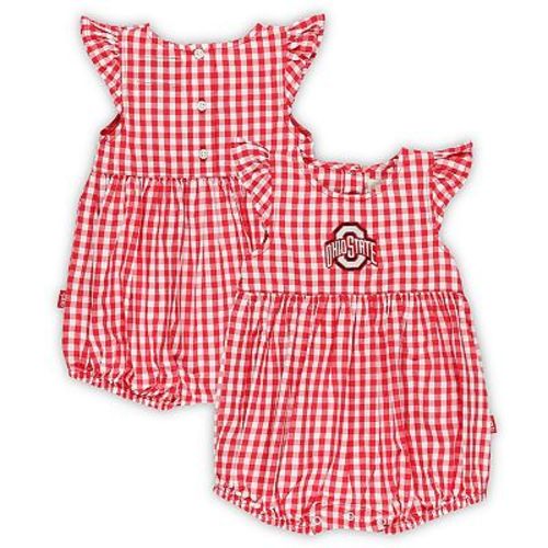 Girl's Infant Garb Scarlet Ohio State Buckeyes Cara Gingham Ruffled Bodysuit