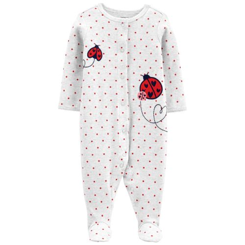 Ladybug Snap-Up Cotton Sleep & Play - Ivory