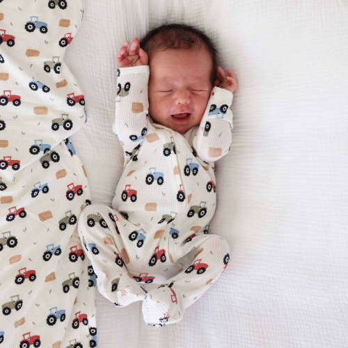 Little Farmer Bamboo Waffle Zipper Footie