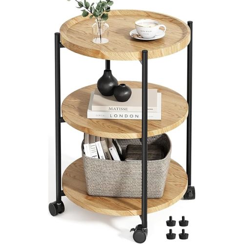 Small Side Table, 3-Tier Side Tables Living Room, Modern End Table Nightstand Bedside Table for Living Room, Bedroom, or Small Spaces-Natural Wood Color