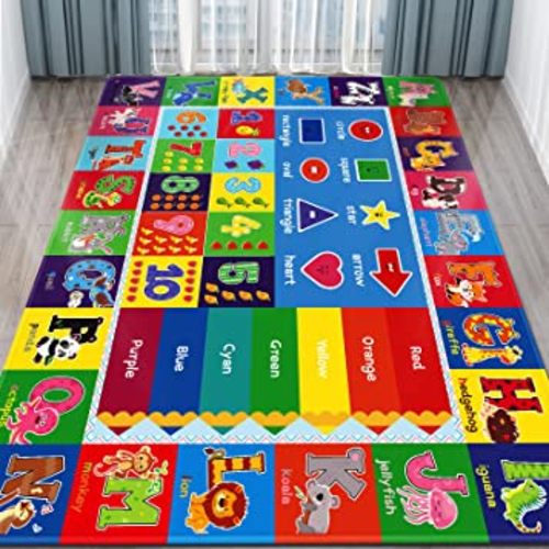Alfombra de juegos para bebés, alfombra para sala de juegos, alfombra para el suelo para niños pequeños, colección ABC, números, animales, alfombras de área educativa para habitación de niños