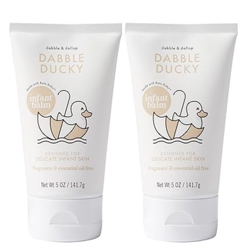 Dabble & Dollop Infant Balm - Natural Lotion for Babies, Fragrance & Essential Oil Free, Dye-Free, Tear-Free, Vegan (Set of 2)