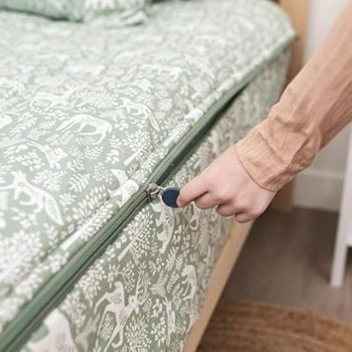 Beddy's Fantasy Woodland Girls Durable Zipper Bedding for Kids, Bed in a Bag, Green Sheets & Comforter with Animal & Woods Design, Includes Pillowcase & Pillow Sham Easy to Make & Wash