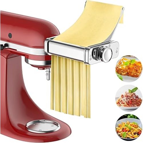 GVODE 3-in-1 Pasta Attachment for KitchenAid Stand Mixers, Roller & Cutter