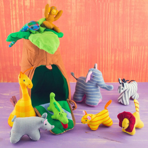 Organic Cotton Playhouse with Jungle Animals - Eco Carmel