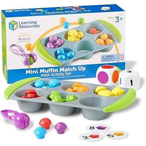 Learning Resources Mini Muffin Match Math Activity Set - 76 Pieces, Ages 3+ Counting Games for Kids, Preschool Learning Toys, Homeschool Learning Toys, Math for Preschoolers