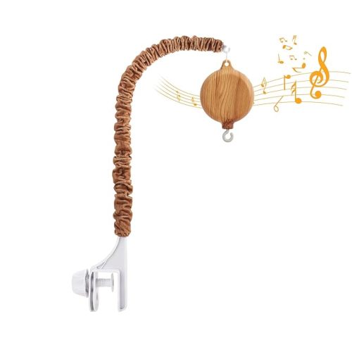 Crib Mobile Arm with Music Box - Imitation Wood - 23 Inch Mobile Arm for Crib - Crib Mobile Motor Battery Operated - Volume Control - 9 Lullabies - Crib Toys Attachments - Holder for DIY Clamp Mobile