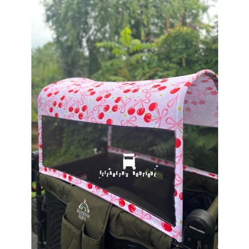 Made to order- Coquette Cherries and Bows Wagon Canopy, Seat Covers for your Wonderfold Wagon, Rainbow Baby, Joymor Wagon