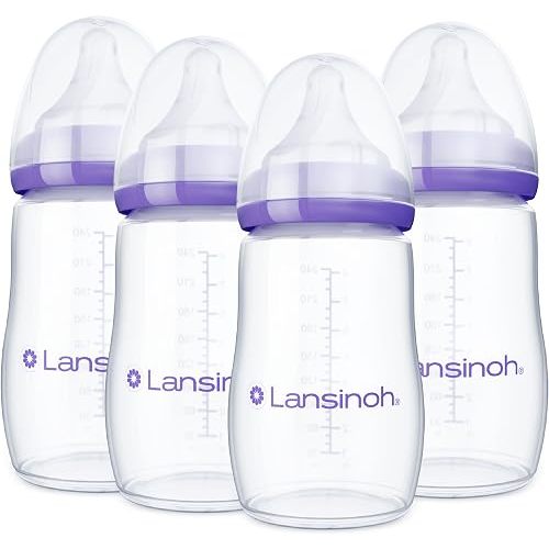 Lansinoh Anti-Colic Baby Bottles, 8 Ounces, 4 Count