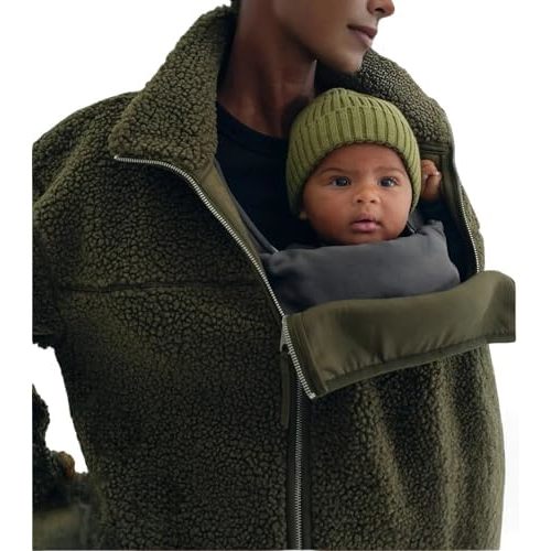 Women Fleece Zip Up 2 in 1 Baby Wearing Jacket Maternity Winter Coat Thicken Kangaroo Sweatshirt