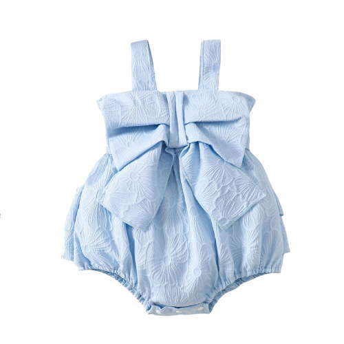 Bainana Adorable Bodysuit For Baby Girls Solid Color Sleeveless Suspender Romper Cute Modern Fit Girls Summer Casual Party Wear Outfits Blue Size 6-12 Months