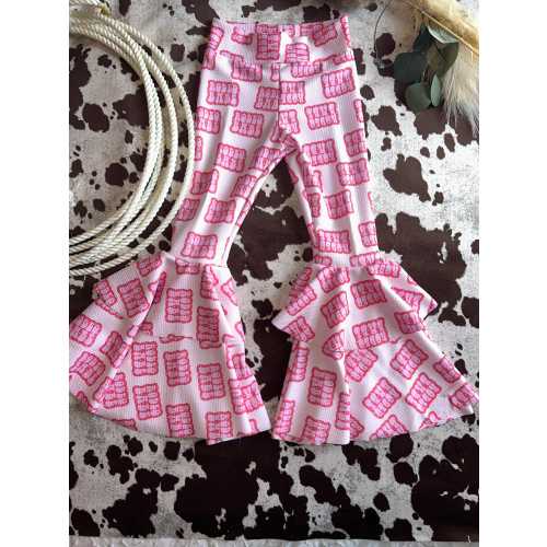 Bell Bottoms / Western Girls Flares / Cowgirl / Rodeo Babe - Pink