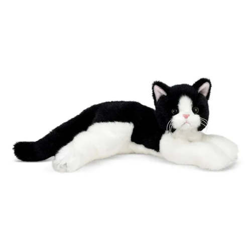 Black & White Cat Realistic Floppy Kitty Cat by Bearington Collection