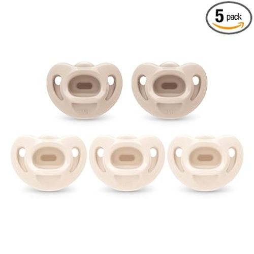NUK 100% Silicone Comfy Orthodontic Pacifiers, 0-6 Months, Neutral Fashion, Timeless Collection, 5 Count