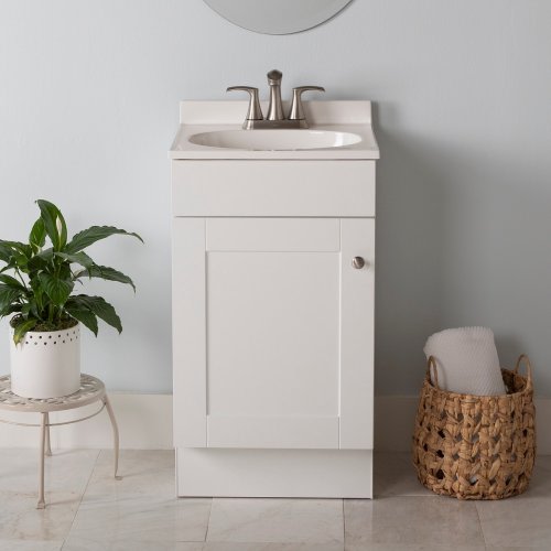 Project Source Dover 18-in True White Single Sink Bathroom Vanity with White Cultured Marble Top