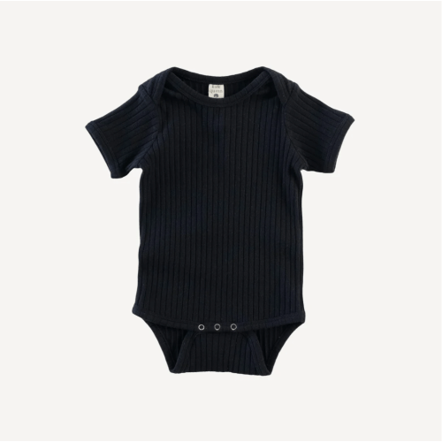 short sleeve lap neck bodysuit | black | organic cotton wide rib