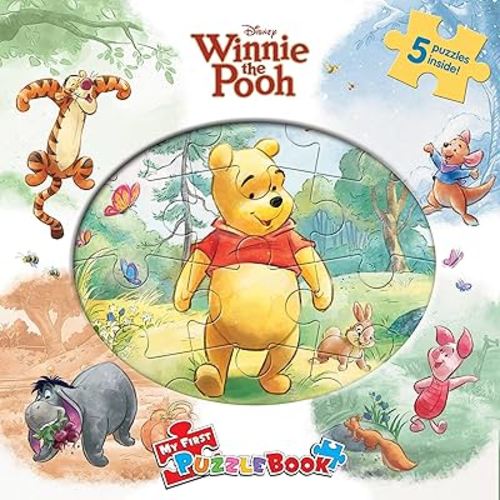 Disney Winnie The Pooh My First Puzzle Book - Jigsaw Puzzles for kids, 10-page board book, 5 puzzles to enjoy