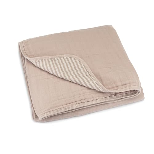 Parker Baby Muslin Blanket | 100% Soft Cotton Toddler Quilt & Baby Muslin Swaddle | Gender Neutral Design 47" x 47" Blanket