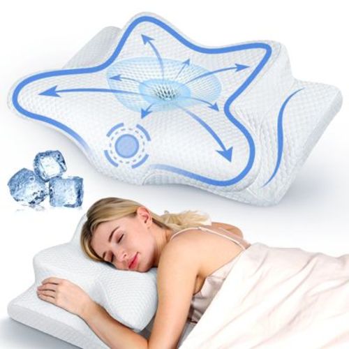 Emircey Painless Sleeping Cervical Neck Pillow for Pain Relief, Adjustable Memory Foam Pillows for Side Back Stomach Sleeper,