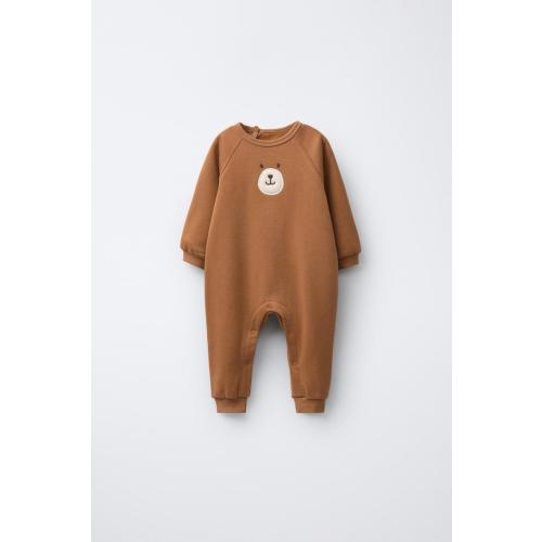 EMBROIDERED BEAR JUMPSUIT - Caramel | ZARA United States