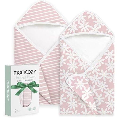Momcozy Baby Towel with Hooded - Ultra Soft & Absorbent Large Bath Towel Set for Comfort & Gentle on Baby's Skin - Shower Gift & Bath Essential & Baby Registry Search for Newborn,Infant,Toddler,Kids
