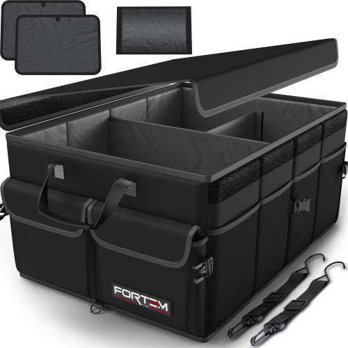 FORTEM, Car Trunk Organizer, Black, 50L, 600D Polyester