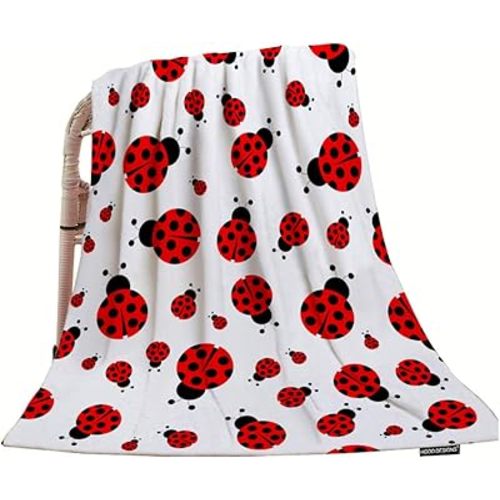 HGOD DESIGNS Ladybug Throw Blanket,Red Ladybug Pattern Soft Warm Decorative Throw Blanket for Baby Toddler or Pets Cat Dog 30"X40"