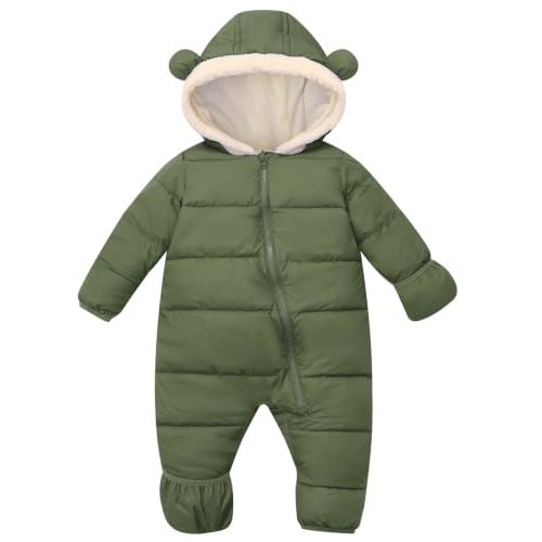 BFUSTYLE Baby Snowsuit 0M-3T Winter Clothes Infant Boy Girl Hooded Jacket | Long Sleeve Fleece Bear Ear Infant Puffer Coat with Hood One Piece Toddler Snow Suits