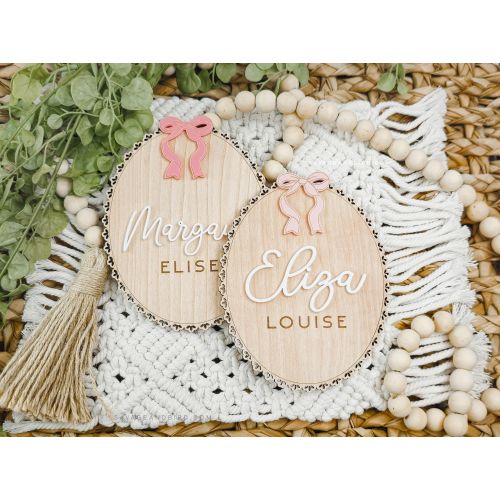 Bow Baby Name Sign: Wooden Nursery Decor