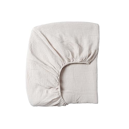 Meracorallo Muslin Fitted Crib Sheet, Soft and Breathable Baby Crib Sheet for Standard Crib and Toddler Mattresses (Fog)