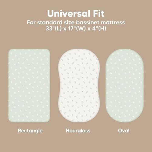 2-pk Organic Baby Bassinet Sheets Boys, Girls, Bassinet Fitted Sheet (Herb)