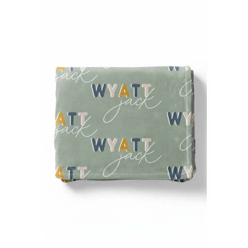 Dusty Moss Retro Personalized Toddler Blanket