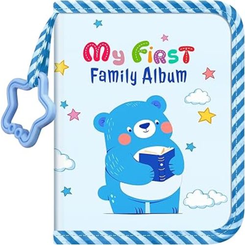 Fintie Baby Photo Album 4x6 Inch, 18 Photos My First Family Album Book with Soft Cloth Cover & Hook for Newborn/Toddlers/Kids/Baby Shower Memory Birthday Gifts, Blue Bear