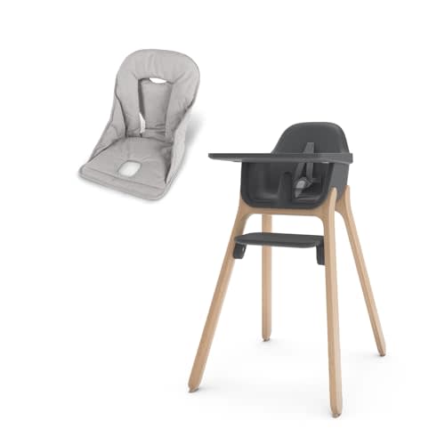 UPPAbaby Ciro High Chair + Cushion Accessory Bundle, Sleek, Easy-to-Clean Design, Perfect-Fit Tray to Bring Baby to Table, Plush Cushion for Added Comfort, Machine Washable Fabric – Jake (Charcoal)
