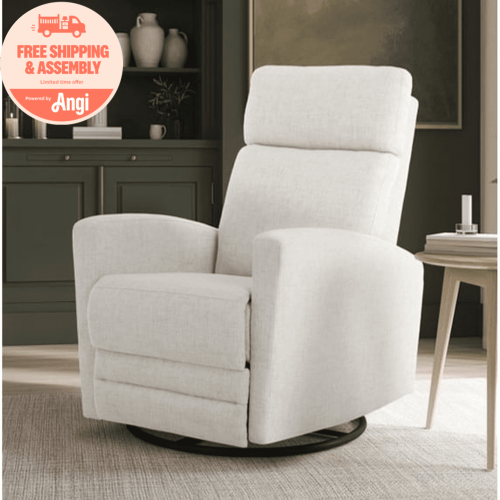 Dream On Me Chatham Nursery Glider Recliner and Rocking Chair in Ecru, 360° Swivel Motion, Smooth Rocking Motions, FSC and Greenguard Gold Certified
