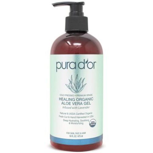 Pura d'or Healing Organic Aloe Vera Gel - Lavender - 16 fl oz