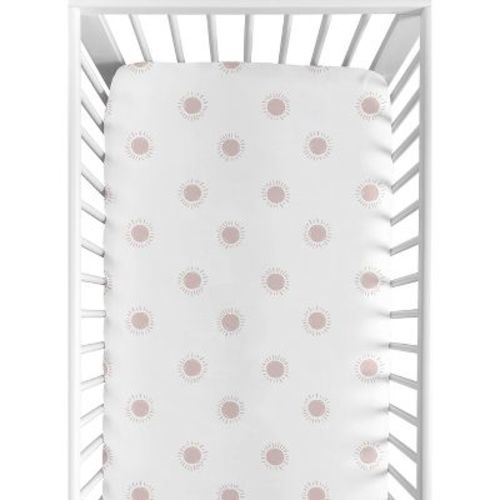 Sweet Jojo Designs Girl Baby Fitted Crib Sheet Boho Sun White and Pink