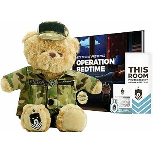 ZZZ Bears Airman Sleeptight Air Force Teddy Bear with Storybook & Sleep System, Comforting Gift for Air Force Kids, Helps with Bedtime Routine, Deployment Separation & Emotional Support