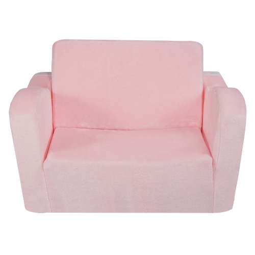 KFFKFF Children's Sofa, Dual-Purpose Comfortable Toddler Seating, Foldable Couch to Lounger, Versatile Kids Chair for Playrooms, Suitable for Girls & Boys, in Pink